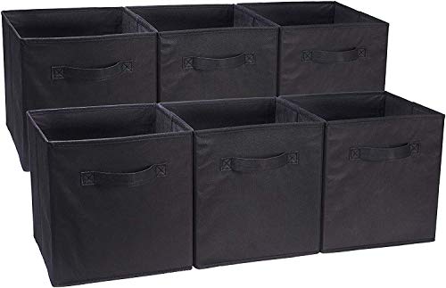 AmazonBasics Foldable Storage Bins Cubes Organizer, 6-Pack, Black
