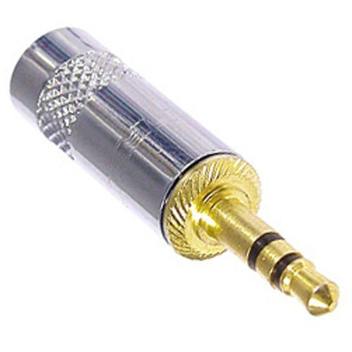 REAN NYS231G 3-Pole 3.5 mm Plug, Metal Handle, Gold Plated Contacts