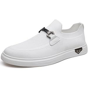 Trsorini Mens Casual Mesh Shoes Slip-On Loafers Breathable Lightweight Comfortable Walking Sneakers for Men with Metal Buckle