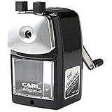 Classic Manual Pencil Sharpener. BLACK. Heavy Duty but Quiet for Office and Home Desks, School Classroom. Carl A-5 Angel