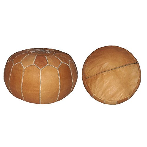 image for nomad&fashion set of 2 handmade leather Moroccan poufs ottoman round f