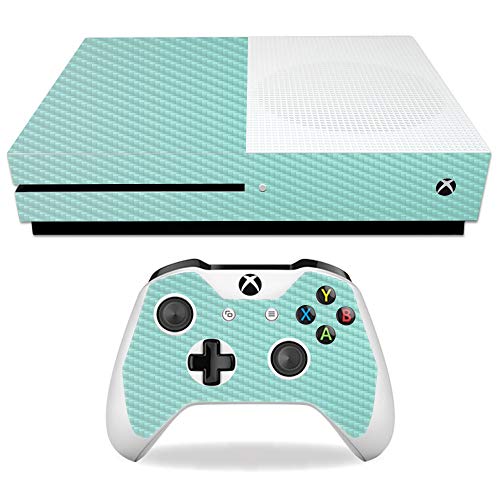 MightySkins Carbon Fiber Skin for Microsoft Xbox One S - Seafoam | Protective,…