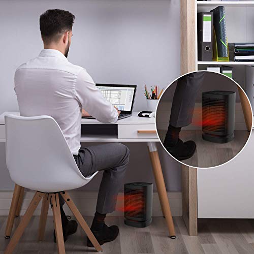 Space Heater - 950W Portable Electric Heater with Auto Oscillating, Quick Heat-up, Tip-Over and Overheating Protection, Smart Touch Control 3 Modes Adjustable PTC Ceramic Mini Heater for Home Office - Thumbnail 6