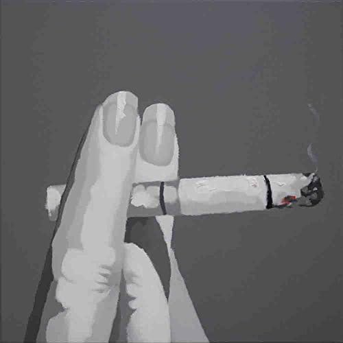 Bignut-Art 100% Hand Painted Smoking Modern Artwork for Living Room Bedroom Office Bar Coffee House Wall Decor Stretched and Framed Ready to Hang Grey-White (24"x24" 1 Piece）