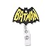 Finex Set of 4 Superhero Batman and Superman Logo Badge ID Clip Reel Retractable Holder Office Work Nurse Name Badge Tag Clip On Card Holders Cute - 30 inch Cord Extension