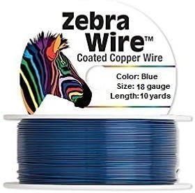 Zebra Coated Copper Wire Blue 18 Gauge 10 Yards