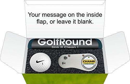 Retirement Golf Gift Set (Short Game Essentials) GolfRound Towel - Nike Golf Ball - FLIX Repair Tool - Golf Greeting Card - Packaging (Without Gift Tag)