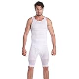 HOTER Mens Slimming Body Shaper Vest Shirt Abs Abdomen Slim, White - XXL