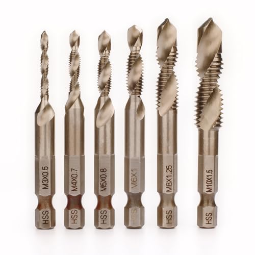 HSS 6542(M2) Combination Tap Bit Set (6 Pieces) with 6.35mm Hex Shank ...