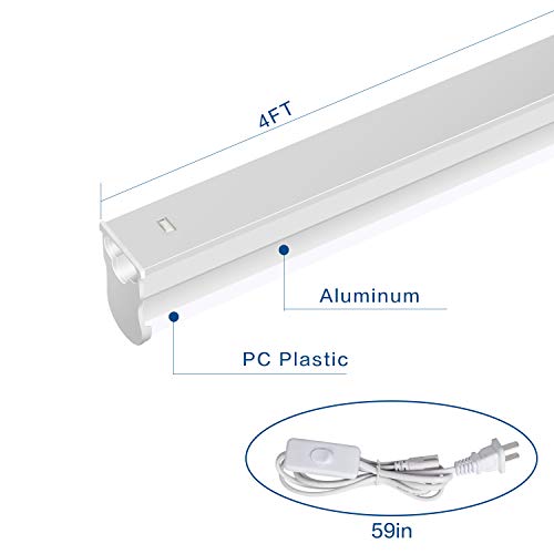 (Pack Of 8) DIKAIDA T5 Led Integrated Single Fixture, 4FT, 2000lm, 6500K(Super Bright White), 20W, Led Shop Lights with built-in On/Off Switch for Garage, Storage Area, Basement, Under Cabinet, Office