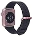 JSGJMY Compatible with Iwatch Band 38mm 40mm Women Genuine Leather Loop Replacement Strap Compatible with Iwatch Series 4 3 2 1 Sport Edition(38mm 40mm S/M,Black+Rose Gold Buckle)