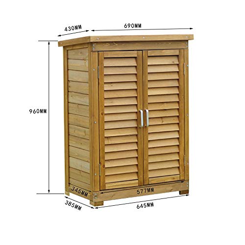 ZHOUAICHENG Holz Gartenschrank Outdoor Geräteschrank wasserdichte Sonnencreme für Balkon Garten Terrasse 96 x 43 x 69 cm – Bild 4