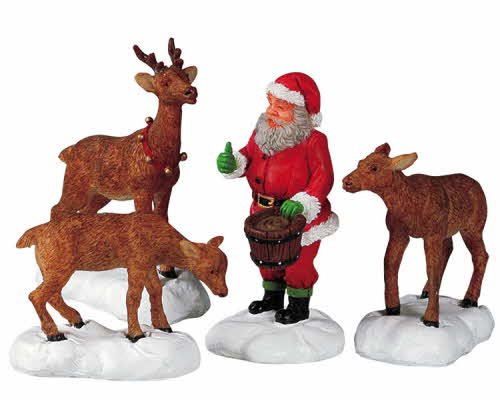 Lemax Village Collection Santa Feeds Reindeer Set of 4 # 52146