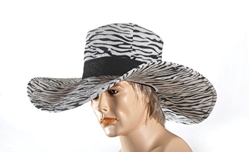 Loftus Men Zebra Pimp Wide Brim Big Daddy Costume Hat, Black White, One-Size