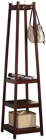 WSSF- Creative Solid Wood Living Room Bedroom Hat And Coat Stand Indoor Floor Standing Multi-function Corner Shelves(44 * 181.5cm,Color Optional) Hangers (Color : Walnut color)
