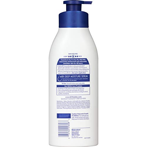 NIVEA Cocoa Butter Body Lotion with Deep Nourishing Serum, 16.9 Fl Oz