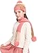 Kids Pom Pom Winter Hat and Scarf Set Warm Knit Beanie Cap and Long Scarf,Pink