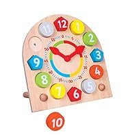 Bgifts Wooden Clock Learning Puzzle Kit for Kids - Suitable for Twenty-Four Month Old Kids & Above - Wooden Magnetic Educational Toy Clock for Children with Shape Matching & Clock Hands