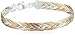 Amazon Collection Sterling Silver Italian Tri-Color Seven-Strand Braided Herringbone Chain Bracelet, 7.5