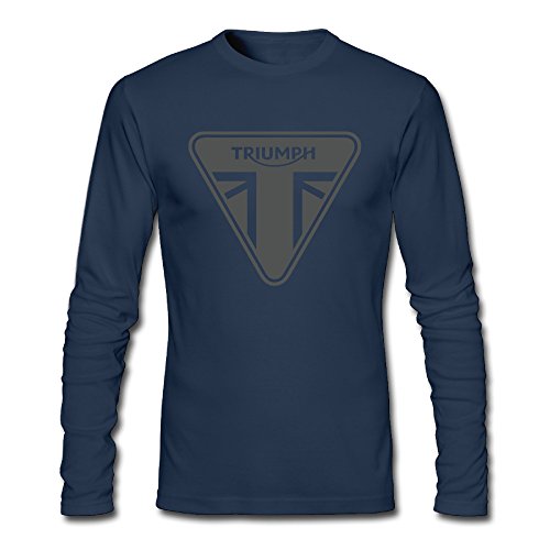 Men's Triumph Motorcycle Logo 100% Cotton Long Sleeve T-shirts Navy