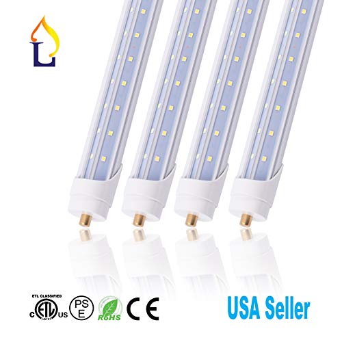 4 Pack LED T8 6 Feet Tube Lamp Ballast Bypass 6FT Fa8 Base (Single pin) 60W White daywhite Led