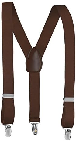 Rob Riverdale Kids and Baby Adjustable Elastic Solid Colors Children Suspenders (22 Inch (7 months - 3yrs), Brown)