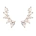 RIAH FASHION Teardrop Crystal Climber Earrings - Petal Crawler Ear Cuff Jewelry with Pear Cut Cubic Zirconia