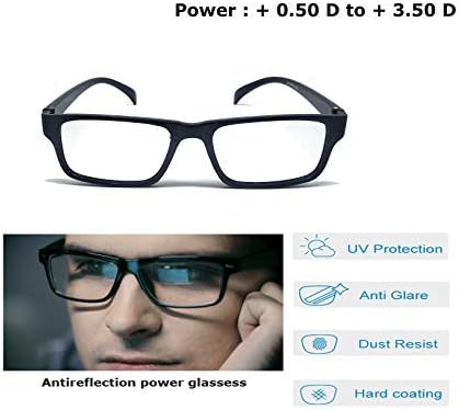 Aramoda Antiglare Power Reading Anitreflection Glasses Black Wayfarer for unisex (+1.0 + 1.25 +1.50 + 1.75 + 2.00 Single Focal Near Vision (+ 2.00)