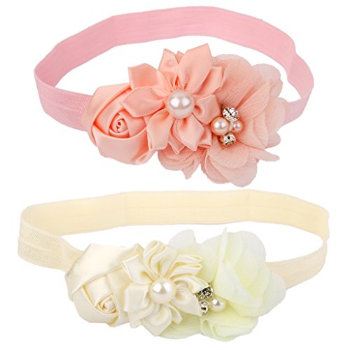 Jili Online 2 Pieces Hair Band Flower Pearl Baby Girls Christening