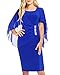 ABYOXI Midi Dreeses,Women 3/4 Sleeve Wear to Work Business Belted Zipper Cocktail Dress Royal Blue M