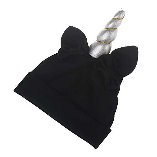 Toddler Baby Beanie Cute Unicorn Cap Baby Boys Girls Cotton Cap For 6 Months - 3 Years (Black)