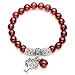 Jovivi 8MM Natural Red Agate Healing Point Tree Life Lucky Charm Stretch Bracelet