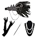 HAMIST 1920s Accessories Set Flapper Costume For Women Headband Gloves Cigarette Holder Necklace (S4-5832)