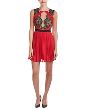 Womens Arianne Pleated Dress, 4, Red