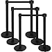 Mophorn 6PCS Stanchion Queue Post, Black 6.5ft Retractable Belt 36In Height, Stanchion Posts Queue Pole for Crowd Control Barriers
