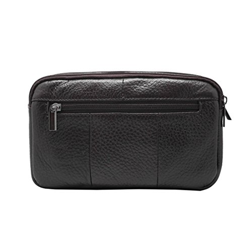 Mens Handbag Cowhide Leather Crossbody Shoulder Messenger Bag Organizer Checkbook Wallet Purse (S Brown) - Thumbnail 4