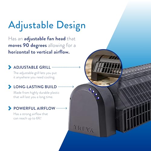 Treva Body Breeze Fan Rechargeable Personal Fan with Wide Cooling Reach, Multi Speed Adjustable and Portable