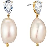 YAMEEGO Pearl Drop Earrings for Women Cubic Zirconia Stud Earring Pearl Dangle Earrings for Brides, Bridesmaids, Birthday, Women Jewelry