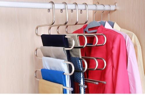 EUTTEUM 5 Layers S Shape Multi-purpose Pants Hanger Trousers Tie Towel Rack Hanger