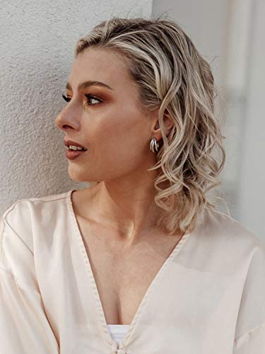 SWEETV 925 Sterling Silver Hoop Earrings for Women Chunky Triple Hoop Earrings Hypoallergenic Huggie Hoop Earrings