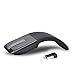 Hao Kaisen Mini Folding Mouse 2.4GHz Arc Optical Touch Wireless Mouse with USB Receiver Suitable for Notebook (Black)