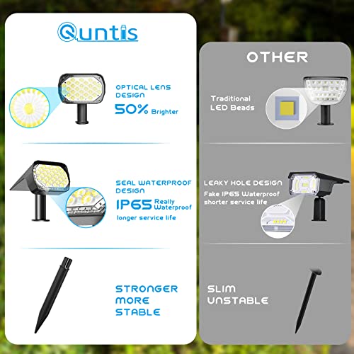 Quntis Solar Spot Lights Outdoor Garden, IP65 Waterproof Solar Landscape Spotlights 2-in-1 Adjustable Solar Garden Wall Lights Cool White for Yard Pathway Pool Porch Walkway Lawn Decoration-4 Pack
