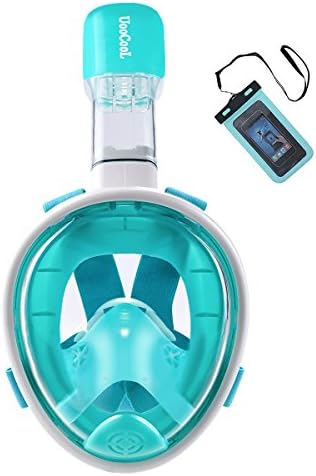 UooCooL 180° Full Face Snorkel Mask- Panoramic view Snorkeling Mask For Adults And Kids, Breathe freely With Anti Fog And Anti Leak Design, See More with a Larger Viewing Area (Green-Kid, XS)