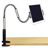 GEEPIN Clamp Mount Tablet Stand for iPad and iPhone, 3.3 Ft Tall Adjustable Arm 360° Rotating Aluminum Gooseneck Swivel Universal Lazy Holder for Bed or Office.