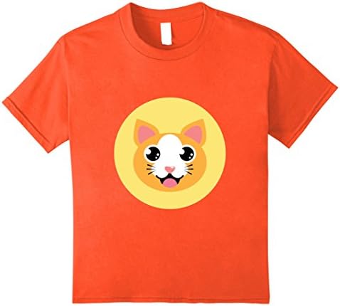 unisex-child Cute Smiling Orange Cat / Kitten Face T-Shirt 12 Orange