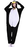ABING Halloween Pajamas Homewear OnePiece Onesie Cosplay Costumes Kigurumi Animal Outfit Loungewear,Black Penguins Adult S -for Height 150-158cm