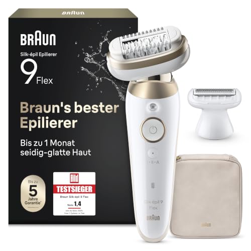 Braun Epilierer Damen Silk·épil 9 Flex, Ladyshaver 9-041 3D, Gold - 360° Flexibler Kopf für eine einfache Haarentfernung, Langanhaltend glatte Haut, W
