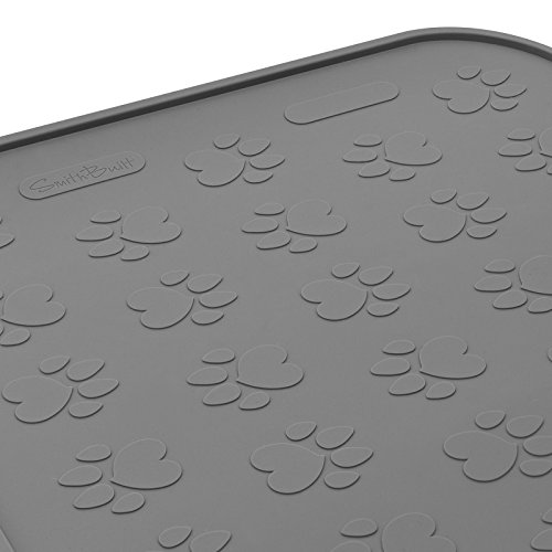 Dog Food Mat, 24" x 16" Waterproof Pet Placemat, Cat or Dog Bowl Feeding Mat -Gray