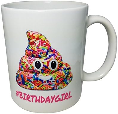 #BirthdayGirl Sprinkles Emoji Poop Birthday Girl Mug by KitchRite 11oz Ceramic Coffee Mug| Long Lasting Dishwasher/Microwave Safe Mug