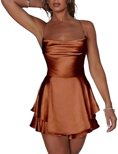 orange satin mini dress with a cowl neckline and backless Sky To Moon Max Appeal Orange Satin Backless Mini Dress - Size L - Orange Backless Mini Dress - Orange Satin Dress - Mini Orange Satin Dress
